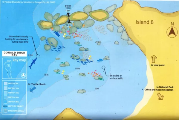 dive site map for donald duck bay