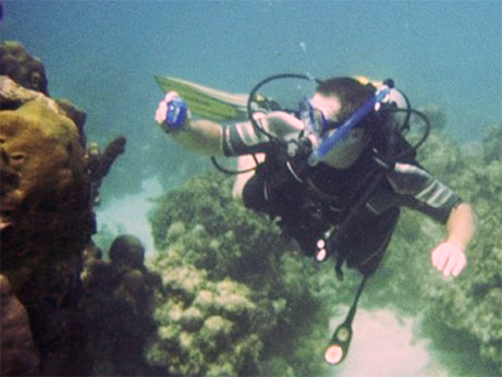 Gary diving in Jamaica